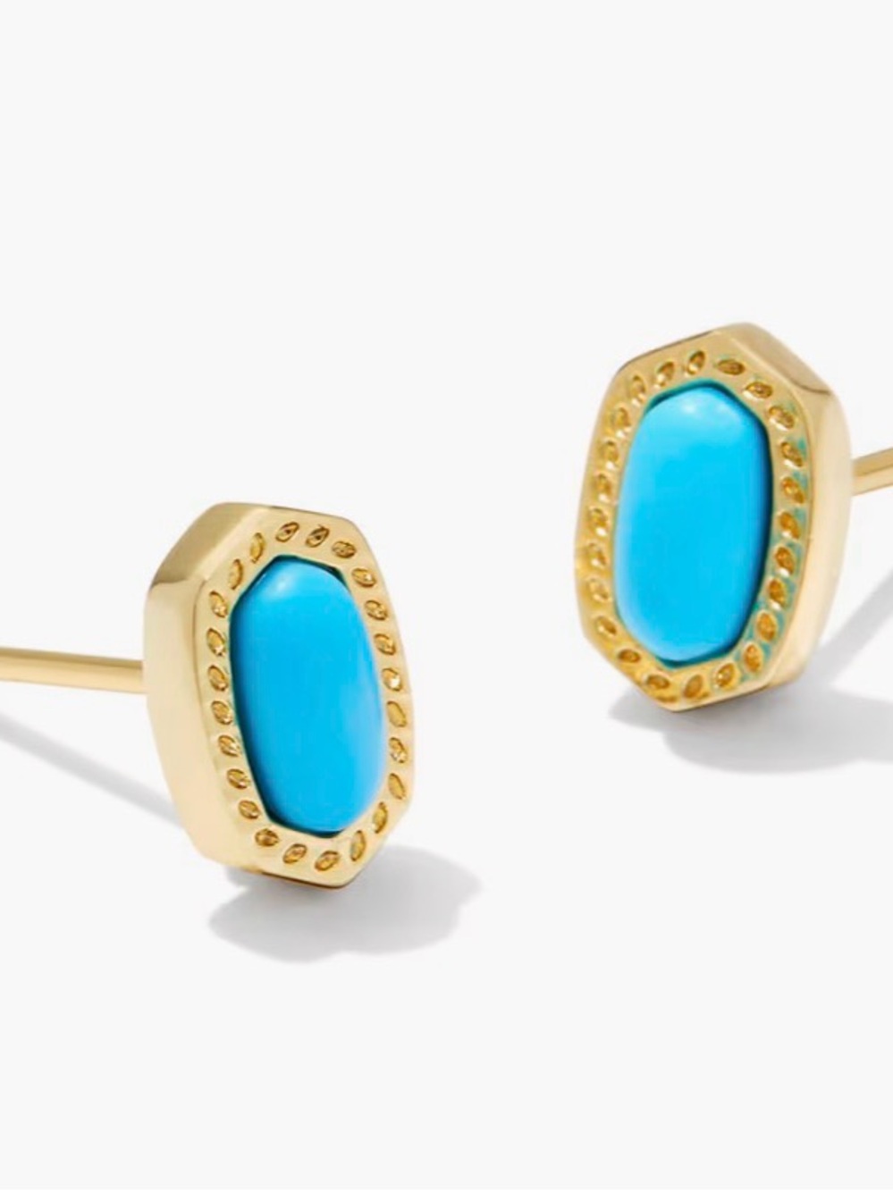 NWOT Kendra Scott Gold Turquoise Stud Earrings